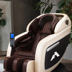 TheAccuFit 4D Air Body Massage Chair with Zero Gravity Recliner & Bluetooth Foot Massager – Brown